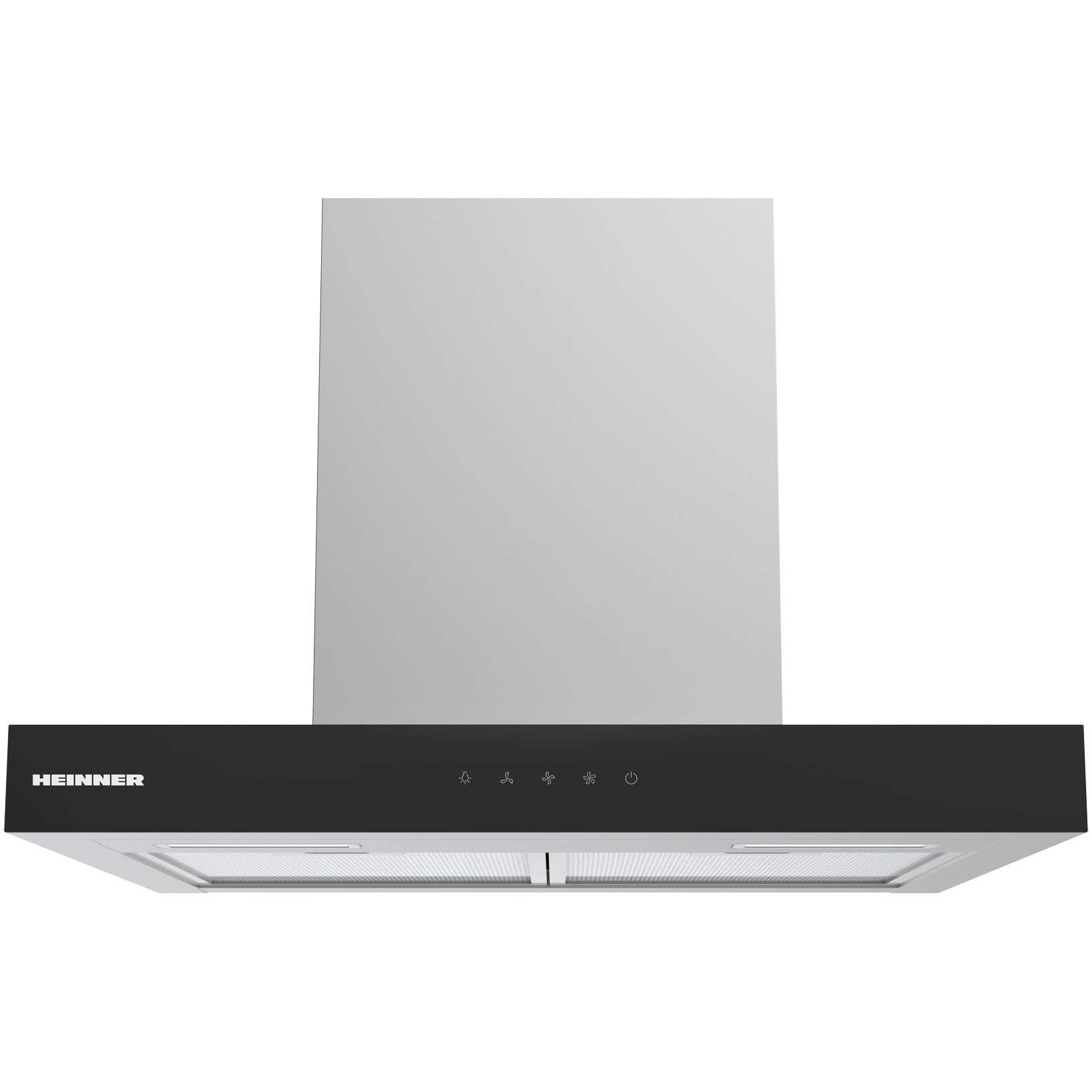 Hota decorativa Heinner HDCH-MD60TIX, 60cm, design "t-shape", 800 m³/h, 4 trepte de viteza, motor: 1 x 250w, lumina led: 2 x 1.5w, 2 filtre aluminiu, control touch, senzor miscare,