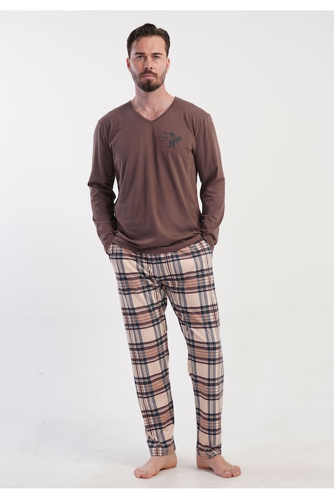 Pijama bumbac Vienetta, Trust, maro, M