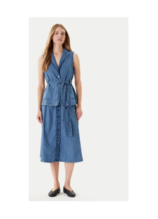 Пола United Colors of Benetton, 90% памук, синя, конопена, Син