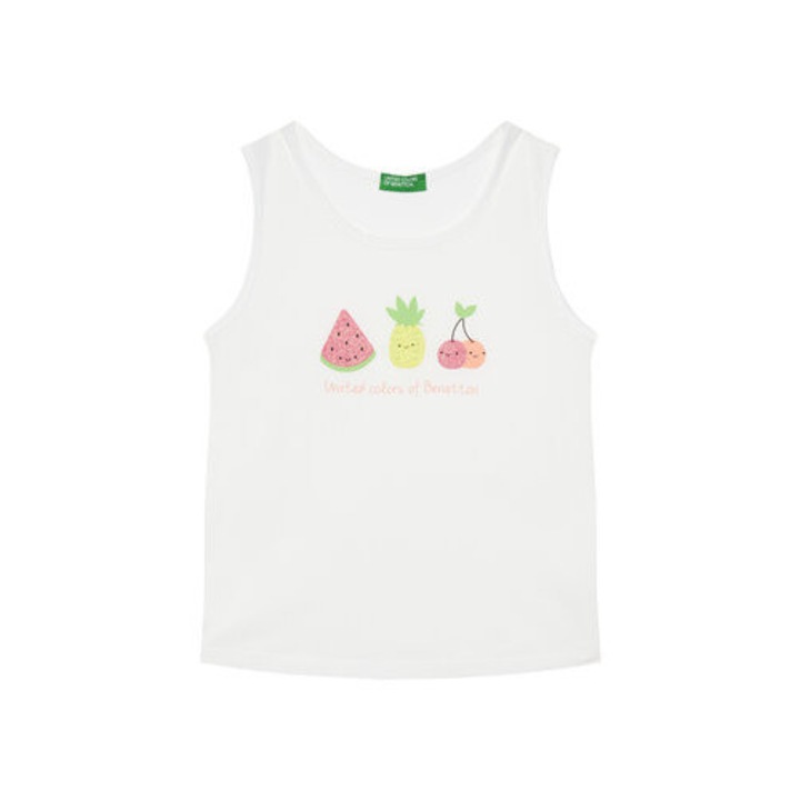 United Colors Of Benetton lányka felső, 3I1XGH012, pamut, fehér, Fehér