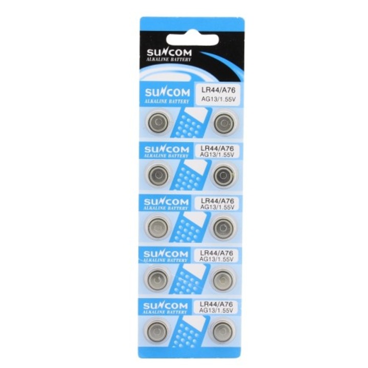 Baterie AG13, LR44, A76, alkalina, blister de 10 bucati - 111204