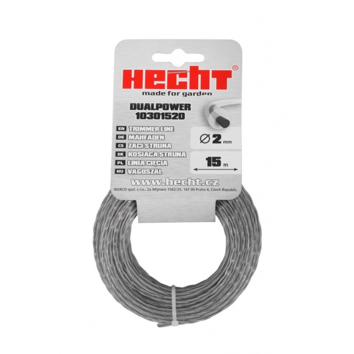 Kerek huzal HECHT 10301520, fém betét, törés- és túlmelegedésálló, 2 mm x 15 m