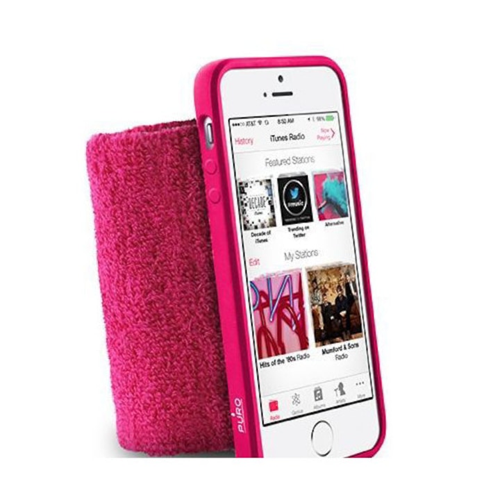 PURO iPhone SE / 5 / 5s RUNNING BAND karra rögzíthető, rugalmas, gumírozott okostelefon tok, rózsaszín (pink)