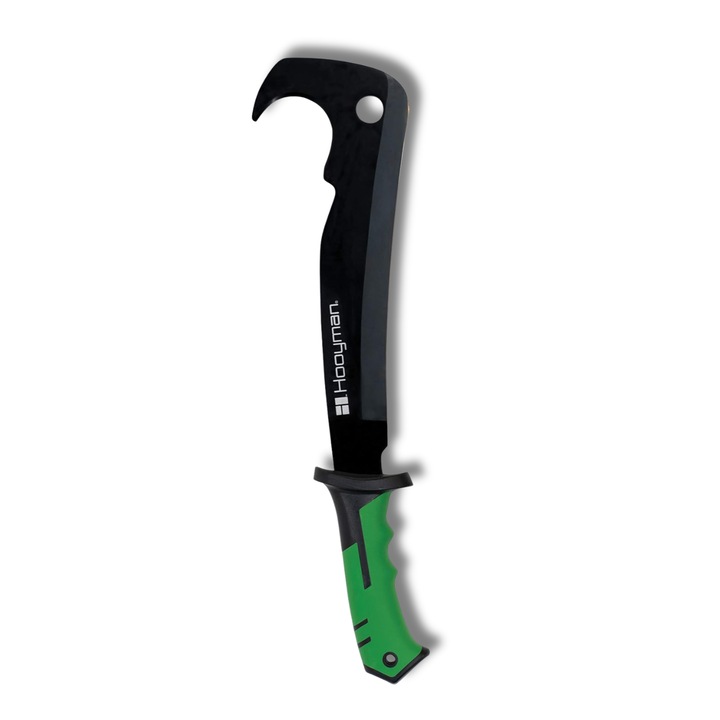 Maceta Profesionala, Hooyman, Lungime 76 cm, Lama Otel Carbon, Maner Ergonomic Antialunecare, Teaca Inclusa, Ideala pentru Gradinarit, Drumetii, Vanatoare si Activitati Outdoor, negru