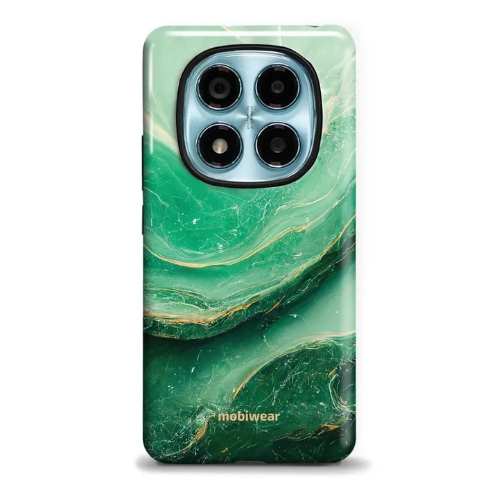 Husa telefon Mobiwear Elite Pro, Xiaomi Redmi Note 14 Pro 4G, verde marmorat, rezistenta la socuri si zgarieturi