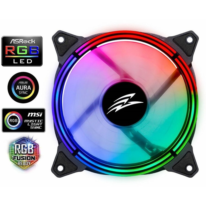 Ventilator EVOLVEO 12RS, 120 mm, inel ARGB, slave