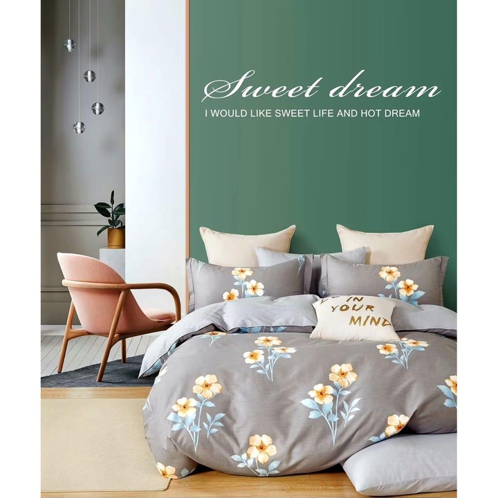 Lenjerie de pat Ralex Pucioasa percalle imprimată, 1 persoană, bumbac, 160x240cm