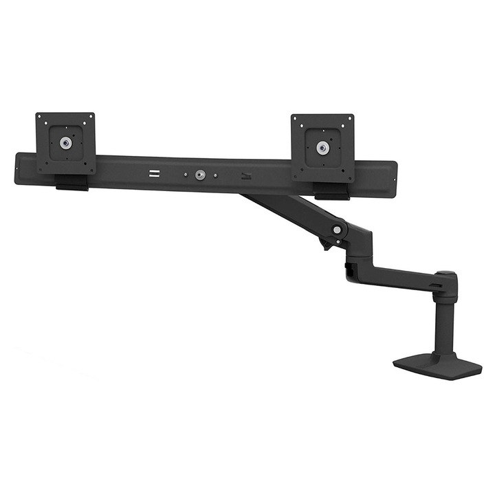 Suport monitor pentru birou Ergotron LX Dual 45-489-224, Pivot, Rotire 360, 10kg Negru