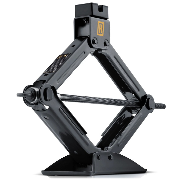 Cric auto trapezoidal, otel gros acoperit cu pulbere, capac protector din cauciuc, baza antiderapanta, 2 tone, pentru portbagaj, inaltime reglabila 13 cm–39 cm