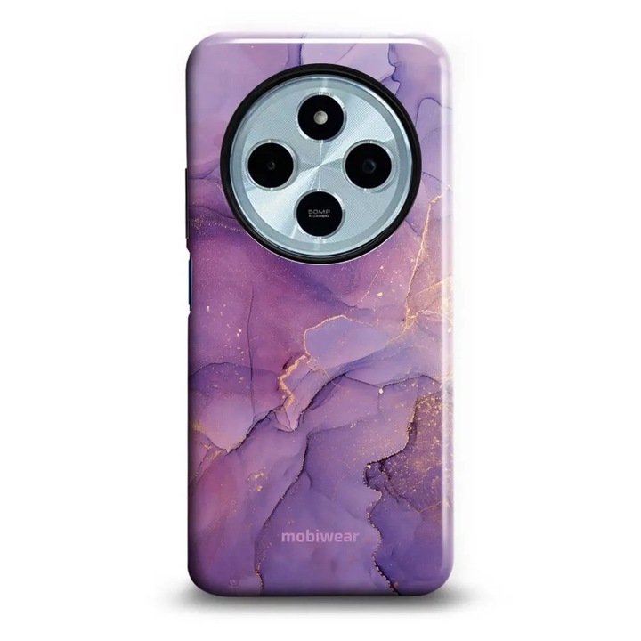 Mobiwear Elite Pro telefontok, Lila márvány, ütés- és karcálló, Xiaomi Redmi 14C / Poco C75 készülékhez