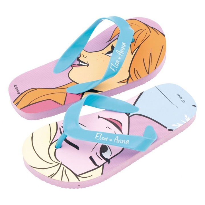 Papuci Flip-flops, pentru copii, model Frozen, culoarea albastru, Arditex, Kék, 30 EU