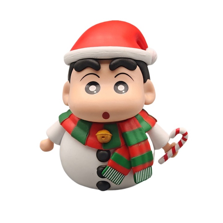 Figurina Anime Crayon Shin-chan, 10cm, Imbracat in Stil Craciun
