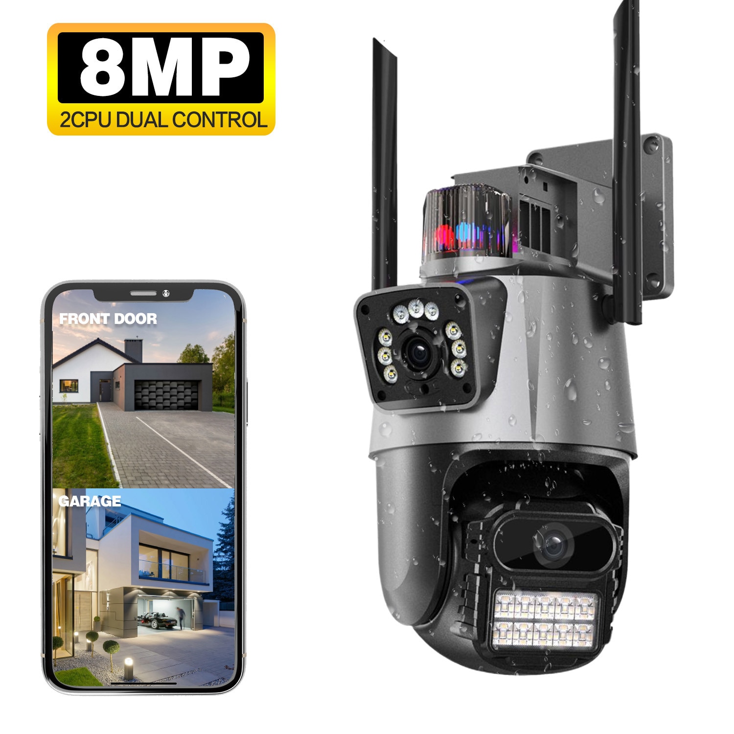Camera Dubla Camera de supraveghere dubla Wifi, 8Mp, exterior/interior, Ultra HD ...