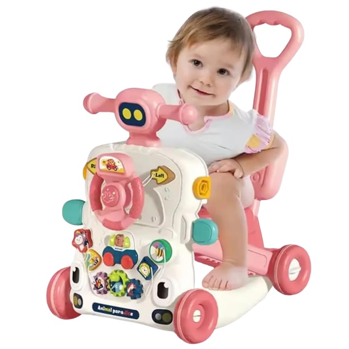 Tologató és Többfunkciós Járássegítő Gyermekeknek - Oktató Játékokkal és Interaktív Elemeivel Csecsemőknek - Levehető Panellel, Fényekkel, Hangokkal, Kormánnyal és Montessori Funkciókkal - Ideális Ajándék 1-3 Éves Gyermekeknek