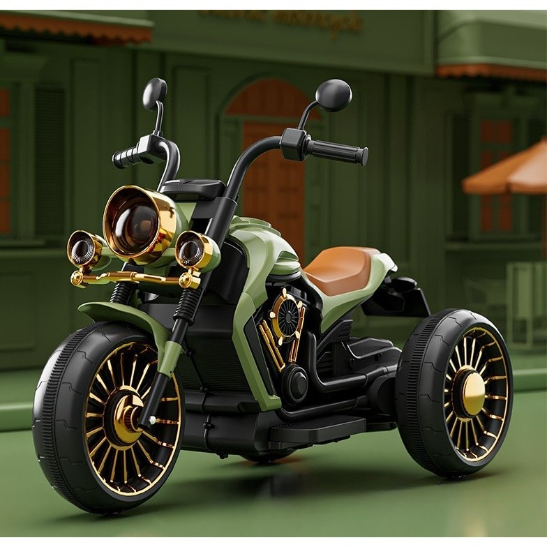 Motocicleta Electrica Retro 1-8 ani Alb-Negru Sistem de lumini