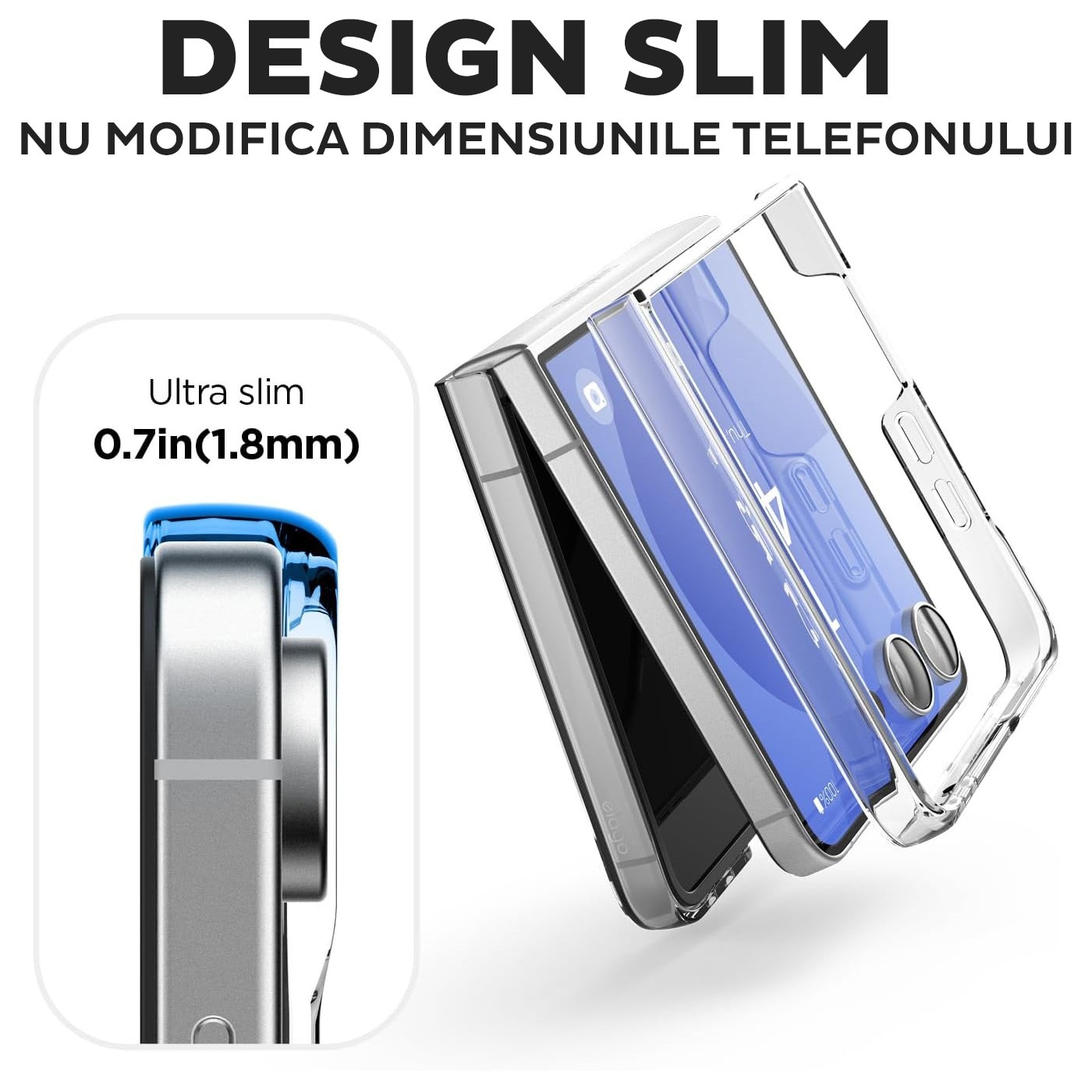 Husa pentru Samsung Galaxy Z Flip 7 Daden® Transparent Clear, Protectie Camera, Antisoc, Transparenta