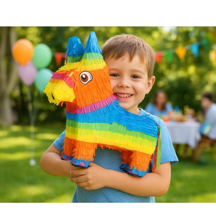 Пиньята за парти с дъгово магаре 35 x 36 x 12 см