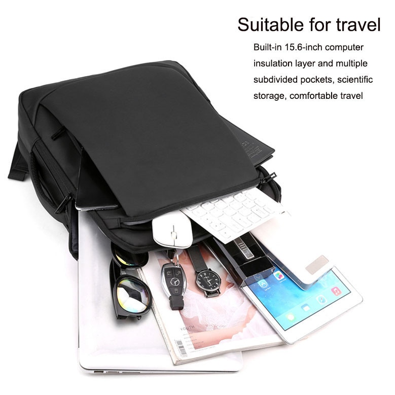 Rucsac laptop, compartiment pentru laptop 15.6 inch, impermeabil, 42x31x10 cm, negru, 20-35 l