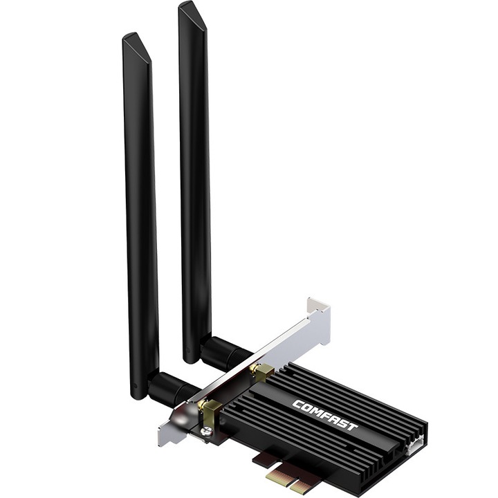 COMFAST CF-AX210 vezeték nélküli adapter, WiFi 6E, Bluetooth 5.3, fekete, 5374Mbps, 2.4G/5G/6G