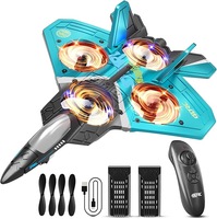 Avion cu telecomanda LYCENXI V17, albastru, 15.5x8.5x7cm, cu lumini LED, Sistem de detectare a gravitatiei, Flip 360°, functii de acrobatie, pentru copii si adulti 14+