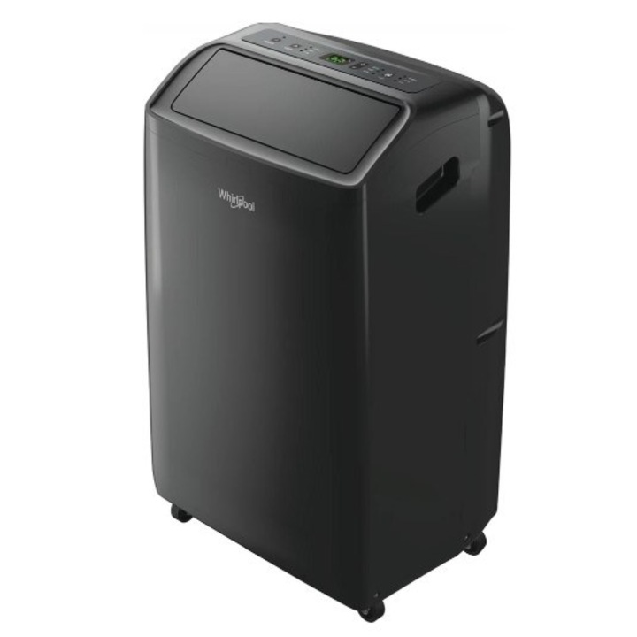 Aparat de aer conditionar portabil Whirlpool PACF29CO B, 9000 BTU, Clasa A, 2800 W, 20-30 mp, Auto-Curatare Negru