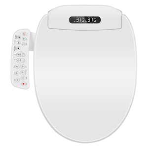 Capac de toaleta bideu electric alungit cu scaun incalzit, uscator cu aer cald, apa calda nesfarsita, spalare cu pulverizare oscilanta si pulsanta, duza autocuratata din otel inoxidabil, mod copil ECO silentios