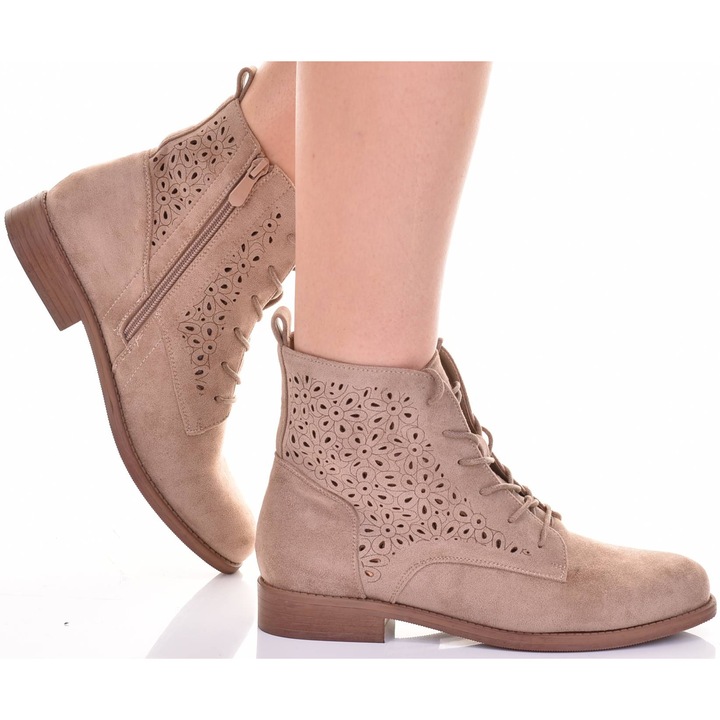 Botine dama Martinus, piele intoarsa, toc inalt, negru, elegante