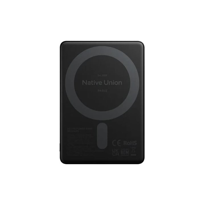Baterie externa Native Union Magnetic 5000mAh, 15W, cablu USB-C, 2xUSB-C, Negru
