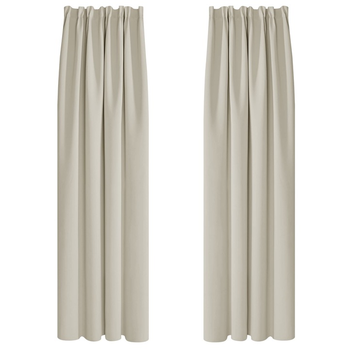 Set 2 draperii Deconovo, 140x210cm, bej, efect termic, pentru living si dormitor
