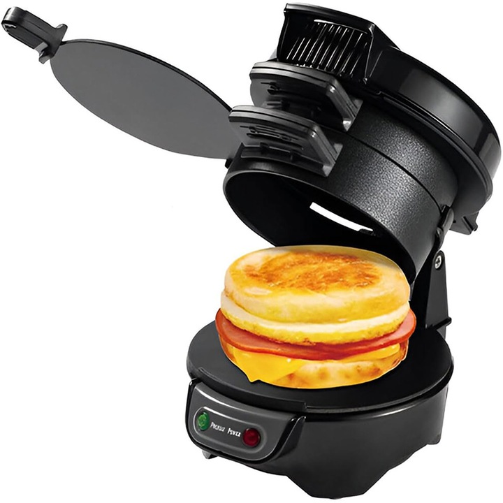 Сандвич машина Rqiurpn, компактна, черна, електрическа, LED индикатор, черна