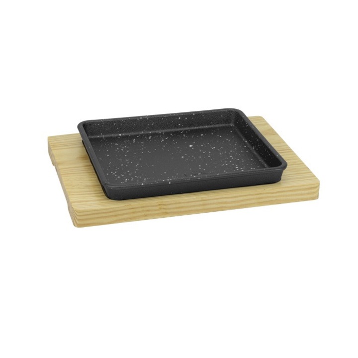 Tava fonta Raki cu suport lemn 19x17xh2, 3cm