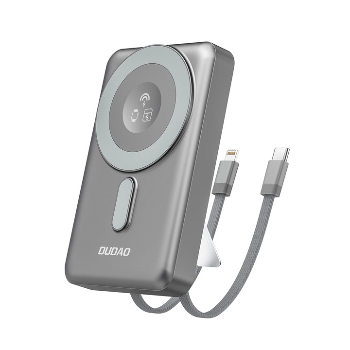 Baterie externa Dudao K29 10000mAh, 20W, USB-C, Lightning, Wireless, Gri