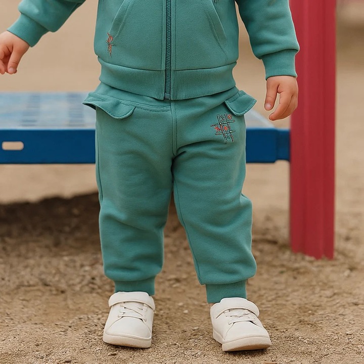 Hosszú melegítőnadrág fodros derekúval, PANCO - Retro Journey, zöld, lányoknak, Zöld