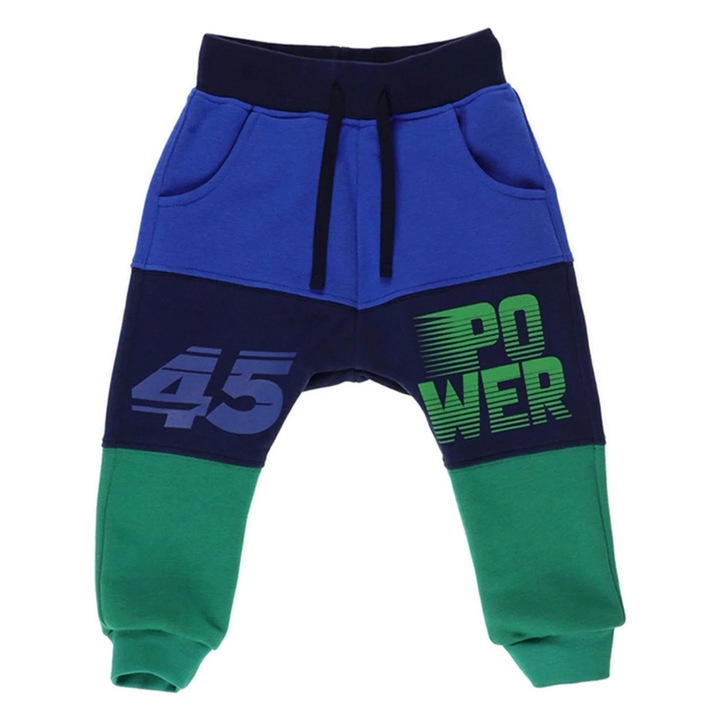 45-ös Power Mintás Melegítőnadrág, PANCO - Fast Wheels, Kék és Zöld, Fiúknak, Többszínű