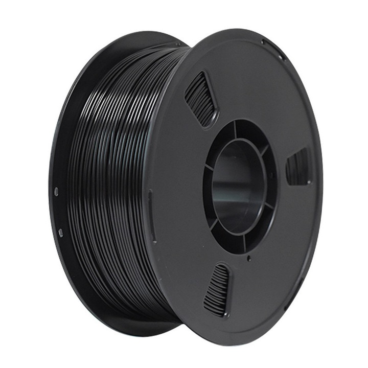 Filament PLA 1.75mm, 1kg, negru, 21x21x7cm, 330m, pentru imprimante 3D FDM