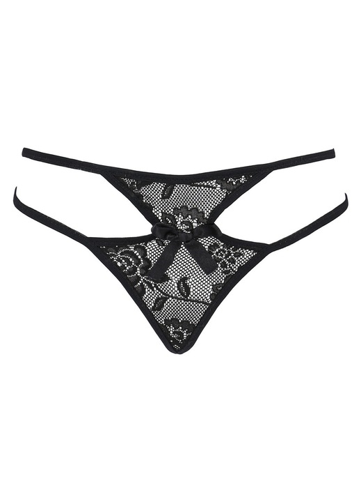 Chiloti Tanga Din Dantela, Passion, Tanga Negru, Material: Dantela, 20 Den, Materiale Elastice Si Durabile, Potrivire confortabila, Uni, Negru, XXL/XXXL