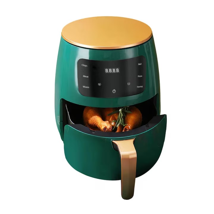 Фритюрник с горещ въздух, S-18 Air Fryer, 2400W, дигитален дисплей, LCD сензорно управление, 6L, зелен
