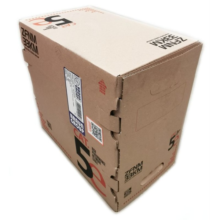 F/UTP Cat.5E kábel, Braun Group, 100MHz, 1 Gigabit Ethernet, PE köpeny, kültéri, 4x2x0, 48mm, 100% tömör réz, 305m