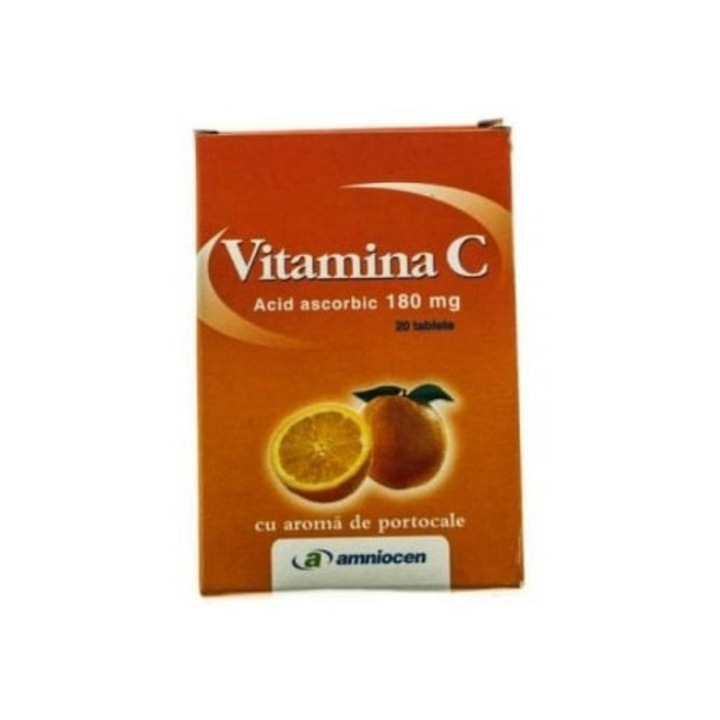 Vitamina C cu aroma de Portocale 180mg, 24 comprimate, Amniocen