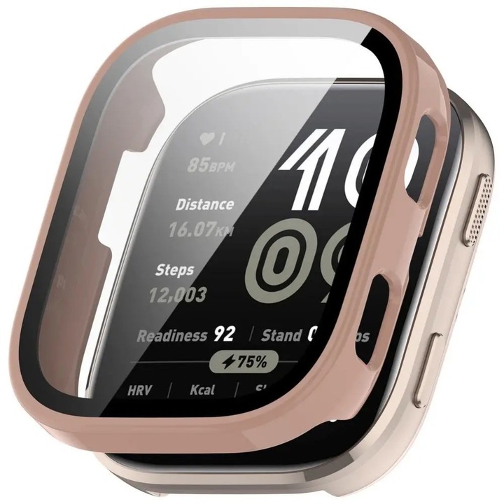 Tok + Edzett üveg 2 az 1-ben Amazfit Bip 6-hoz, 360° Teljes Védelem, Best Accessories, Pink