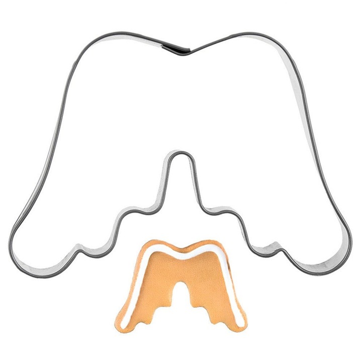 Forma prajituri, Artemis, taietor in forma de aripi de inger, otel inoxidabil, 7x5cm, argintie