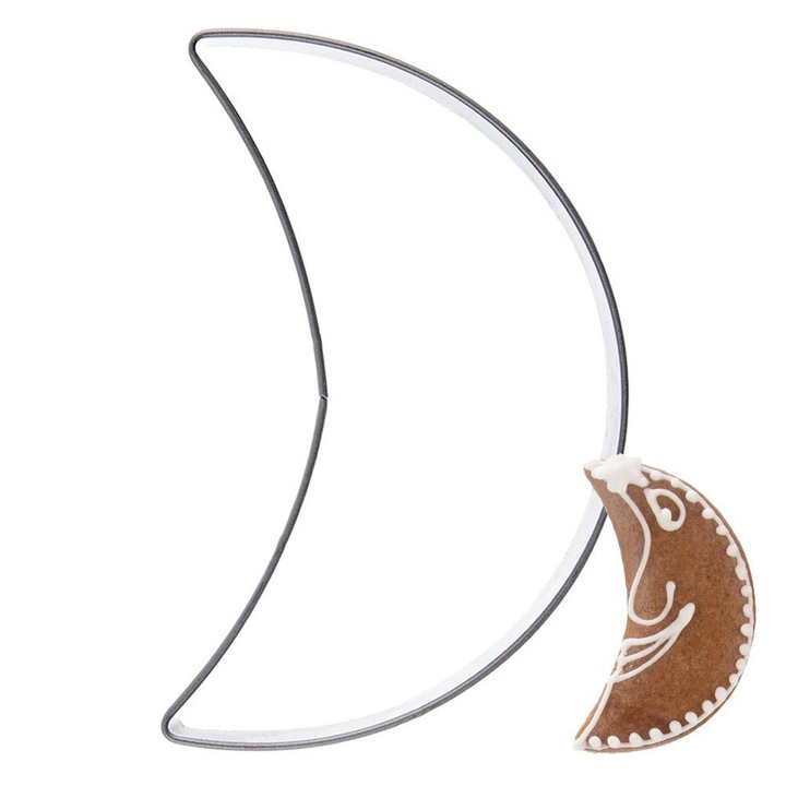 Decupator Pentru Fursecuri, Orion, Luna, 6x3.7x0.3 cm, Argintiu, Fabricat Din Otel Inoxidabil, Potrivit Pentru Masina De Spalat Vase, Utilizare Universala, Posibilitati Creative De Decupare