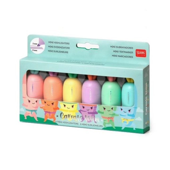 Set de 6 mini evidentiatoare Legami – Echipa Carrate