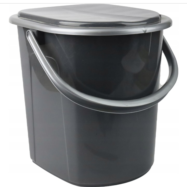 Hordozható turisztikai WC 22L műanyagból - mobil WC szivárgásmentes fedéllel, kempingezéshez, kertbe, időseknek, gránit színű