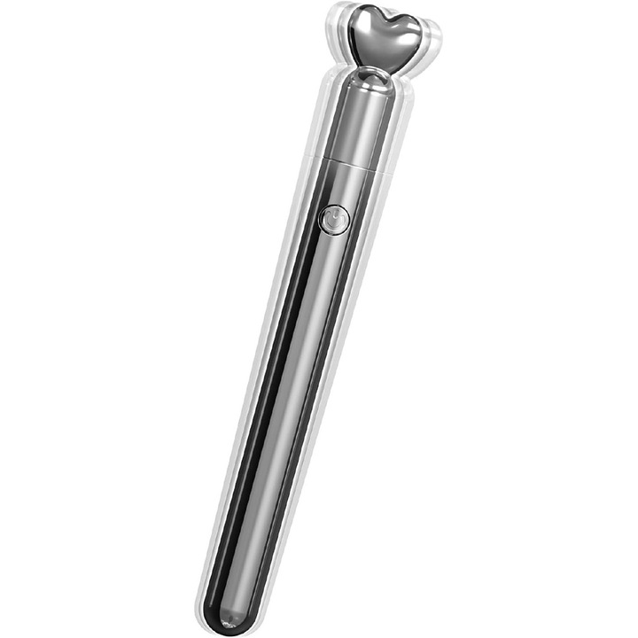 Vibrátor nőknek, 10 vibrációs mód, szív design, ezüst, USB töltés