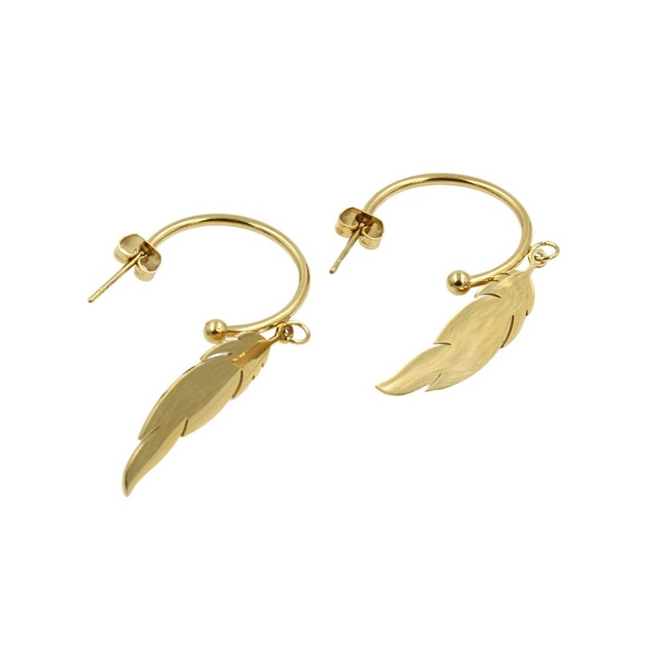 14 karátos aranyozott rozsdamentes acél fülbevaló bedugós fülbevalóval, Ecarla, KST3082