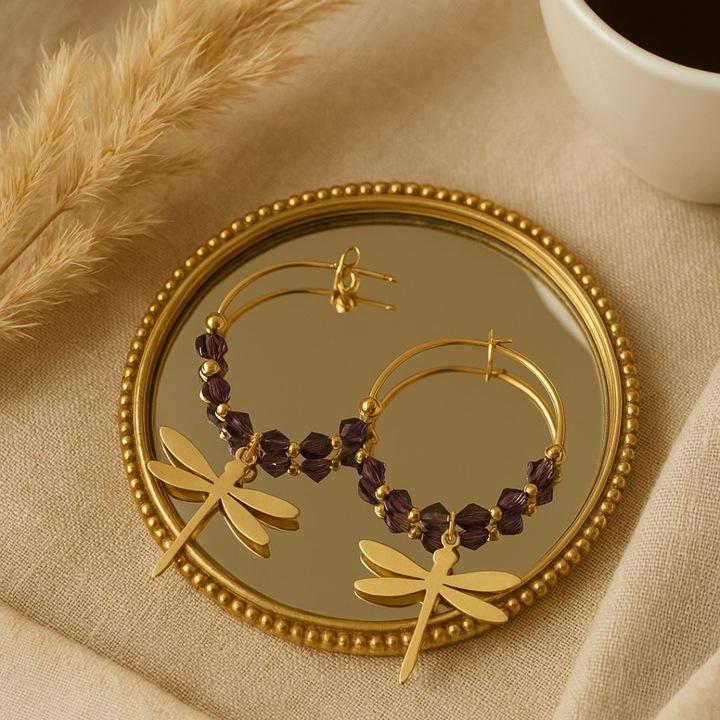 14 karátos aranyozott rozsdamentes acél fülbevaló bedugós fülbevalóval, Ecarla, KST2918