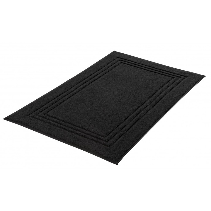 Covoras Baie Tip Prosop, Kleine Wolke®, 50x80 Cm, 100% Bumbac Natural, Textura Moale Si Absorbanta, Uscare Rapida, Lavabil In Masina, Margini Intarite Pentru Durabilitate, Antiderapant, Potrivit Pentru Baie Sau Dus, Negru