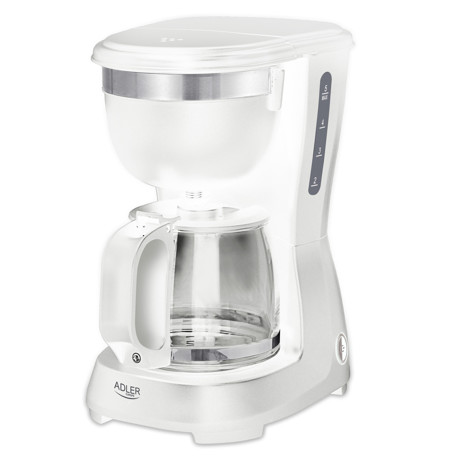 Ekspres de cafea Adler AD 4381W, 0,6L, functie de mentinere a temperaturii, blocare picurare, alb, 14,7x19x25,5cm