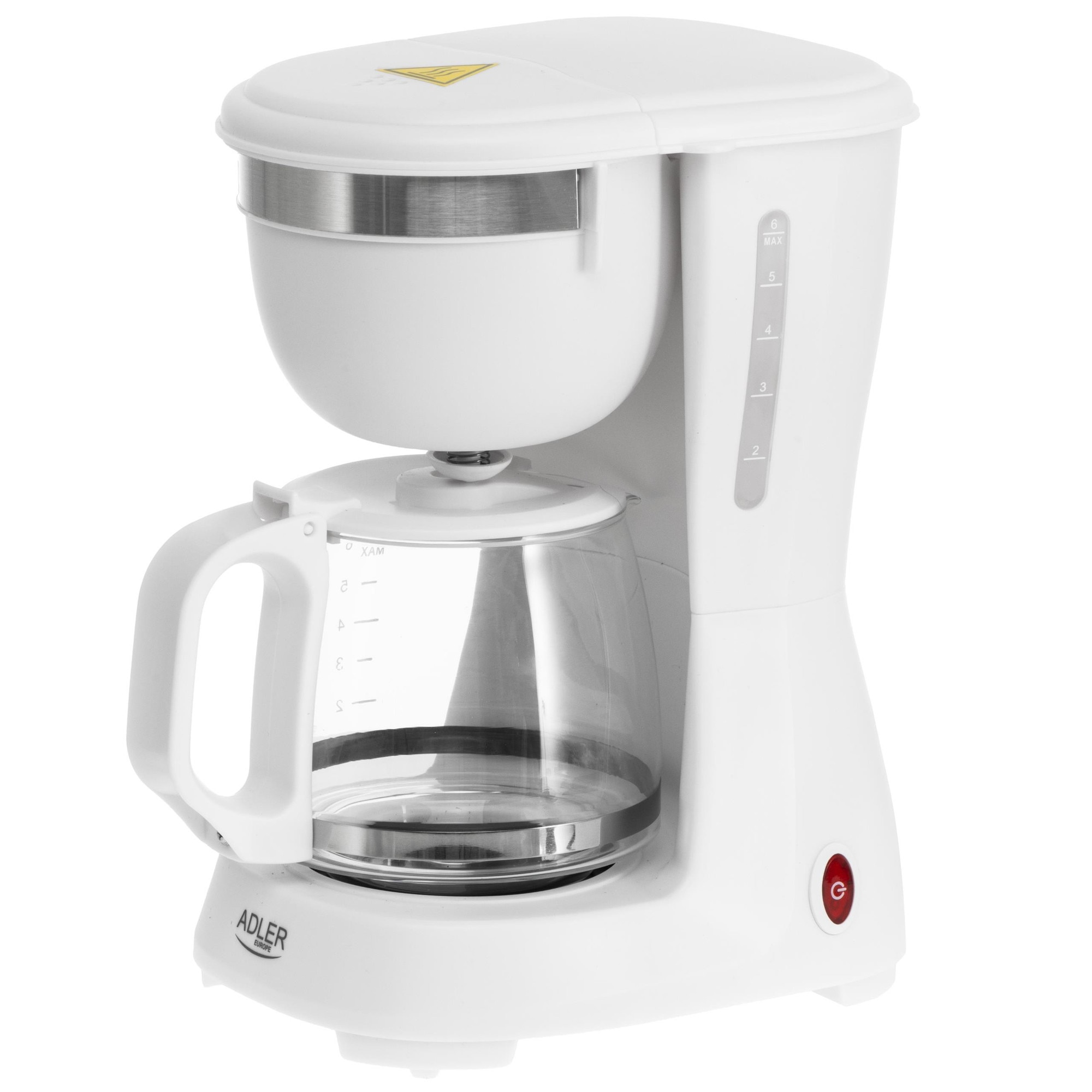Ekspres de cafea Adler AD 4381W, 0,6L, functie de mentinere a temperaturii, blocare picurare, alb, 14,7x19x25,5cm